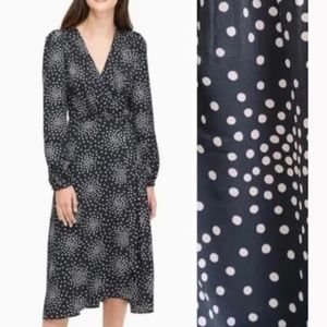 kate spade festive confetti wrap dress black pink size 2 NWT